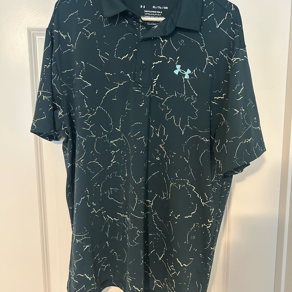 Under Armour Men's Patterned Polo Shirt - Black and Blue